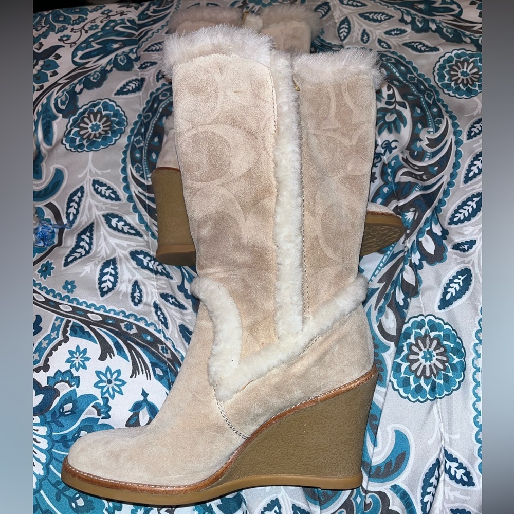 COACH Fur & Suede Boots